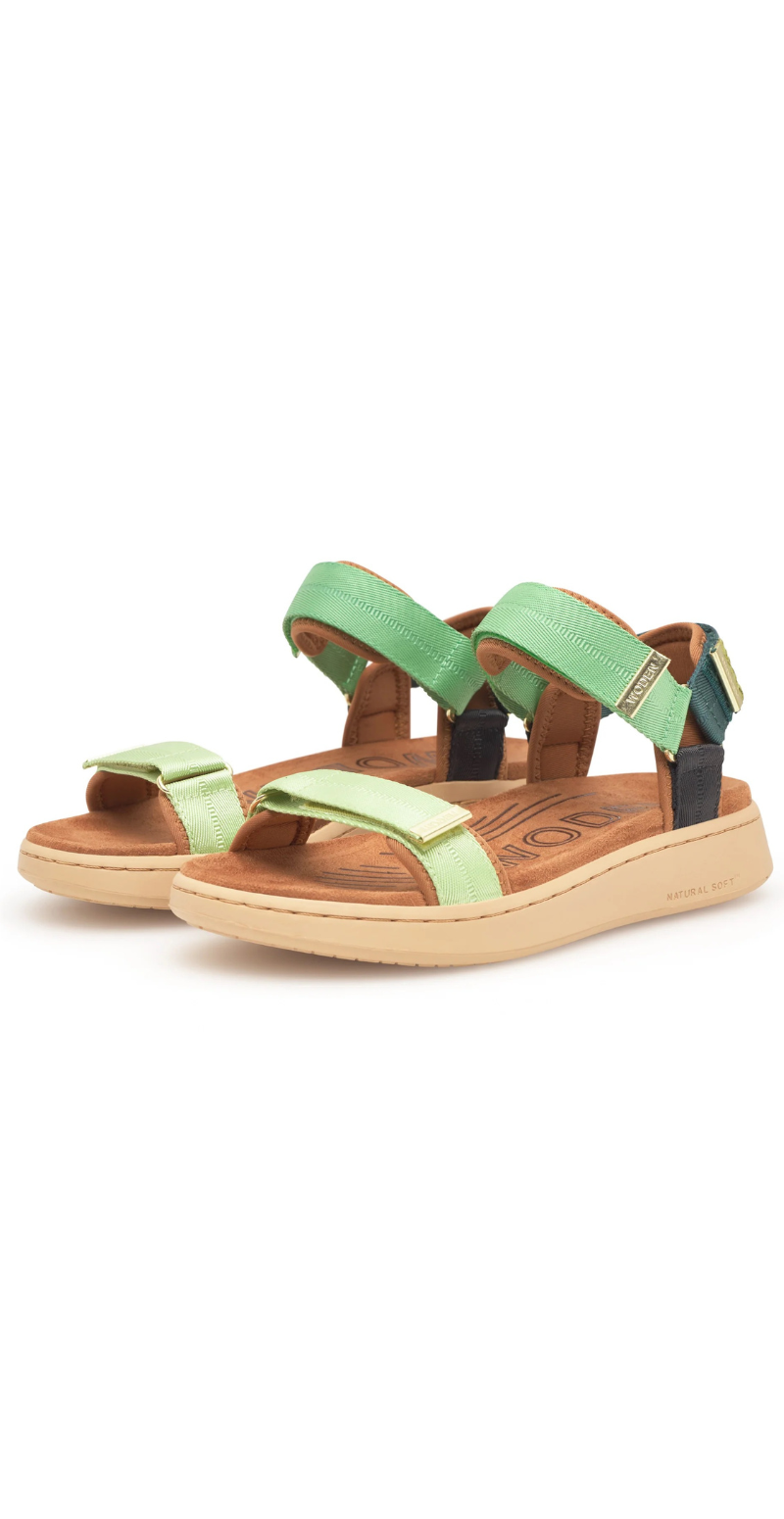 Sandal med velcro apple green multi Woden