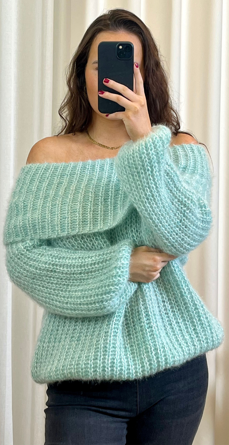 Veronica off shoulder strik mint LikeLondon