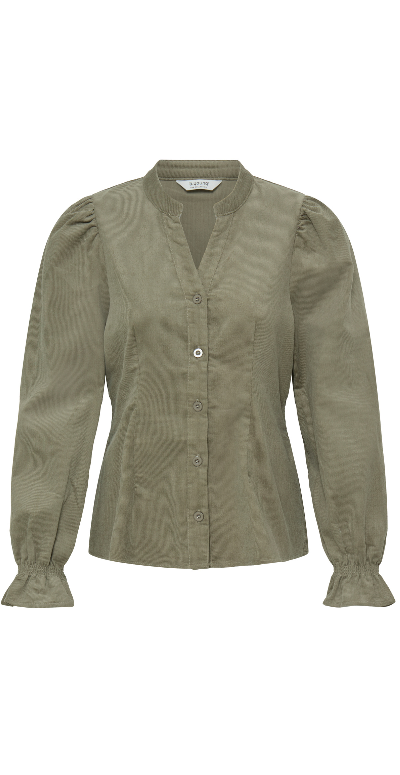 Denord gennemknappet fløjlsbluse vetiver