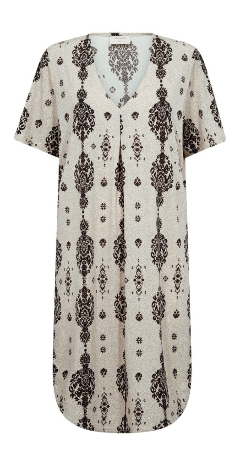 Floi kjole med paisley og lommer moonbeam  w. coffee bean Freequent