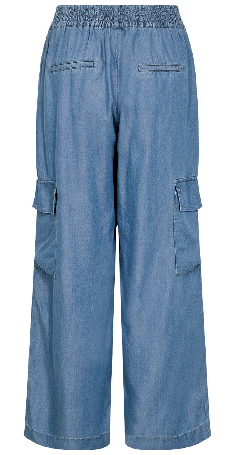 Casual bukser med høj talje blå
