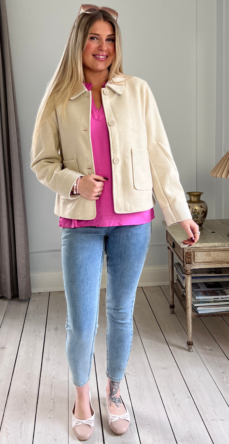 Yanna jakke med lommer moonbeam melange Freequent