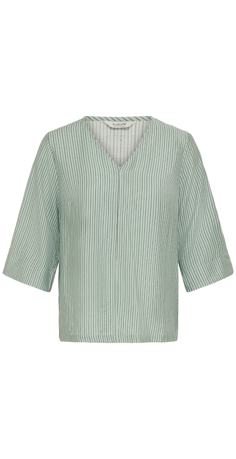 Fie bluse med v-hals og striber aqua gray mix B.young