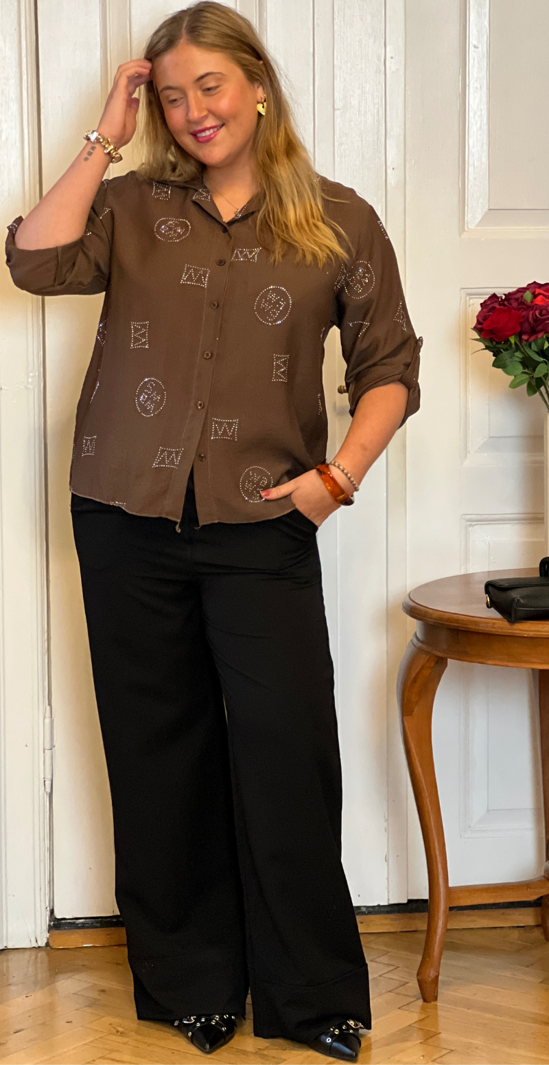 Therese skjorte med similisten brun LikeLondon