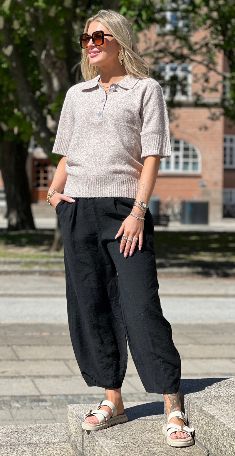 Minna polo med knapper i similisten walnut melange B.young