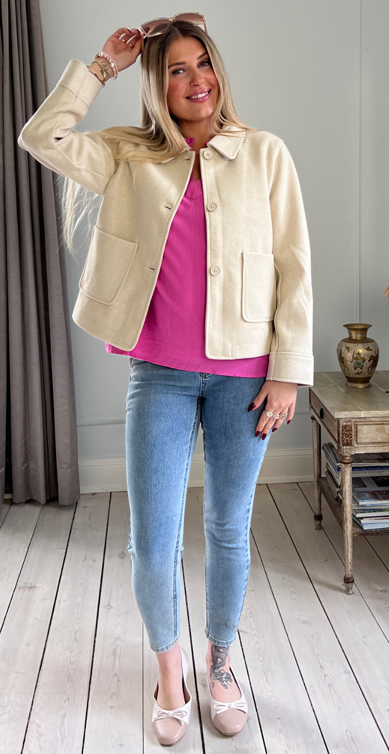 Yanna jakke med lommer moonbeam melange Freequent