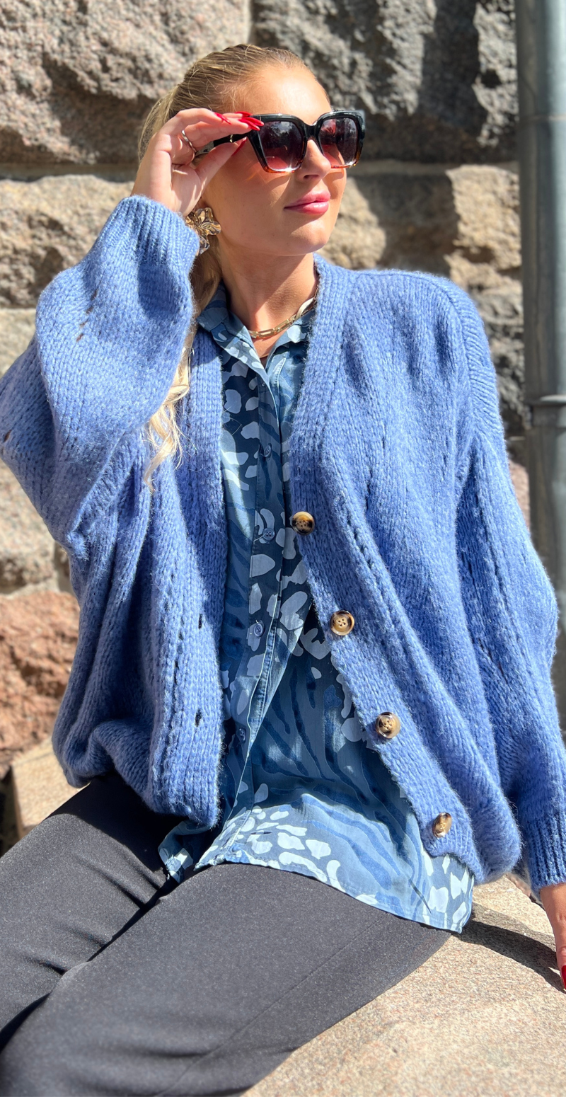 Melissa skjortebluse med dyreprint denim LikeLondon