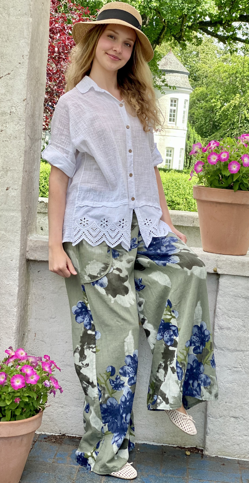 Oda skjortebluse med broderi anglaise hvid LikeLondon