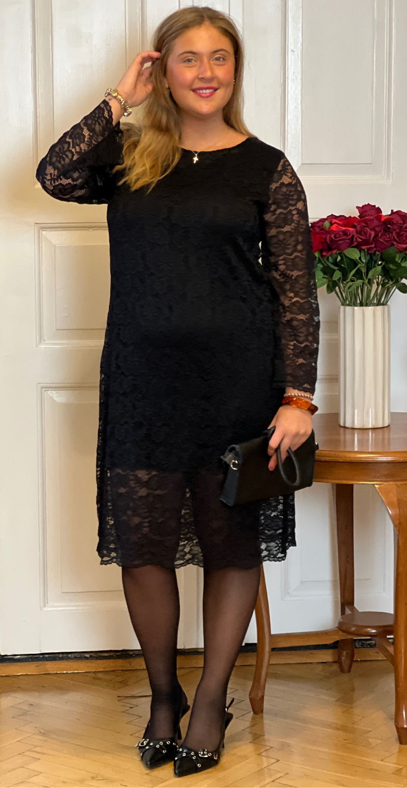 Chaline blondekjole med lange ærmer sort LikeLondon