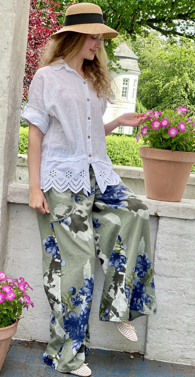 Oda skjortebluse med broderi anglaise hvid LikeLondon