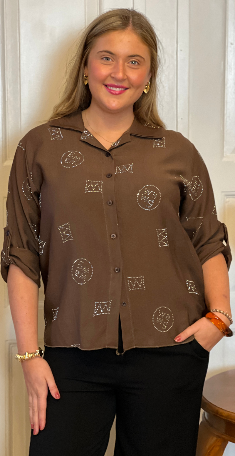 Therese skjorte med similisten brun LikeLondon