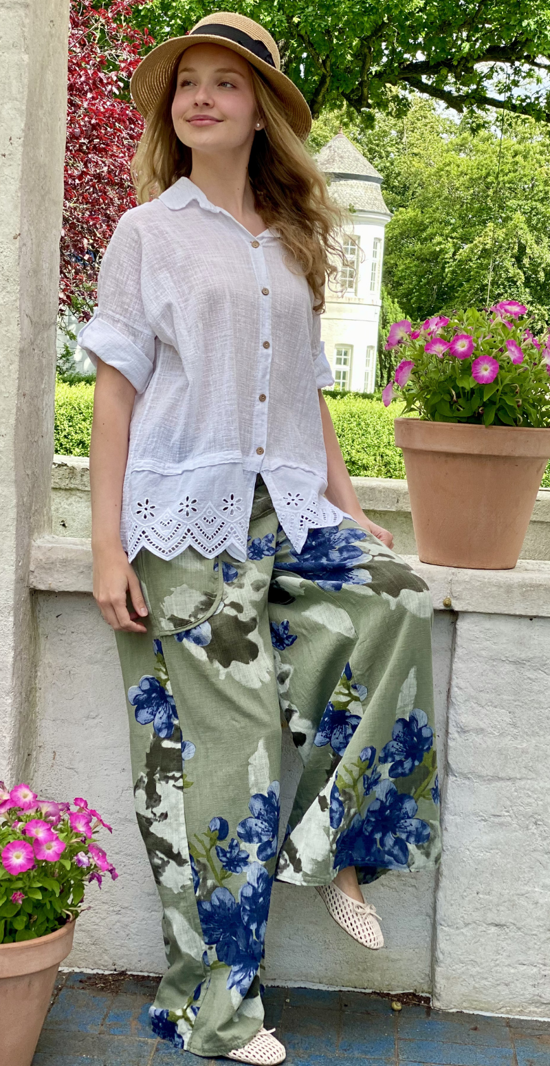 Oda skjortebluse med broderi anglaise hvid LikeLondon