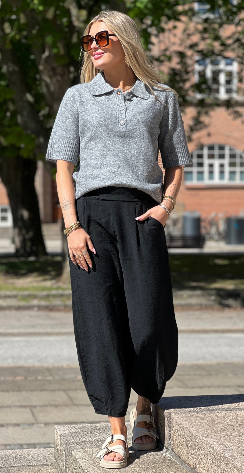 Minna polo med knapper i similisten medium grey melange  B.young