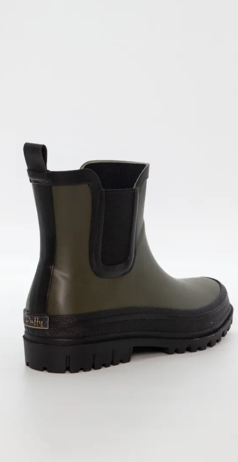 Gummistøvle med elastiske sidekile khaki Duffy