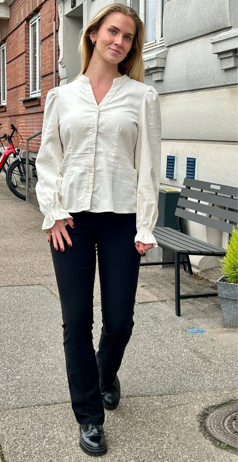 Denord gennemknappet fløjlsbluse birch B-young