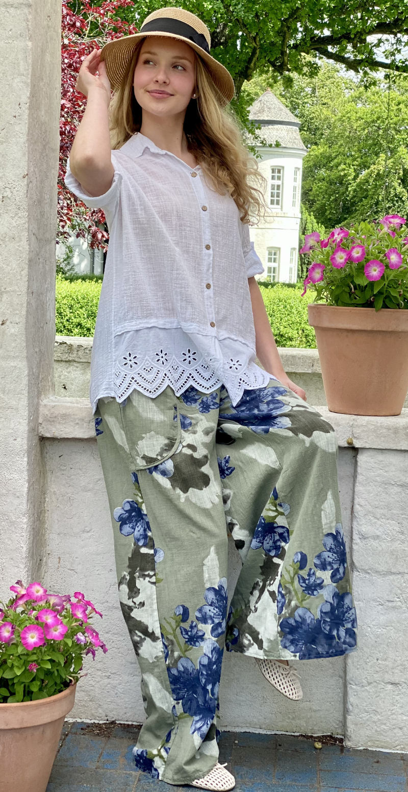 Oda skjortebluse med broderi anglaise hvid LikeLondon