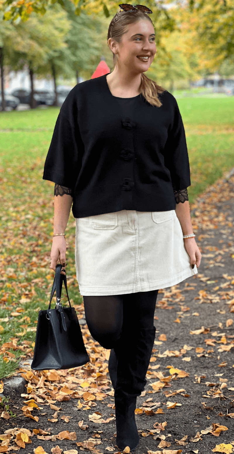 Alpi cardigan med hæklede knapper sort