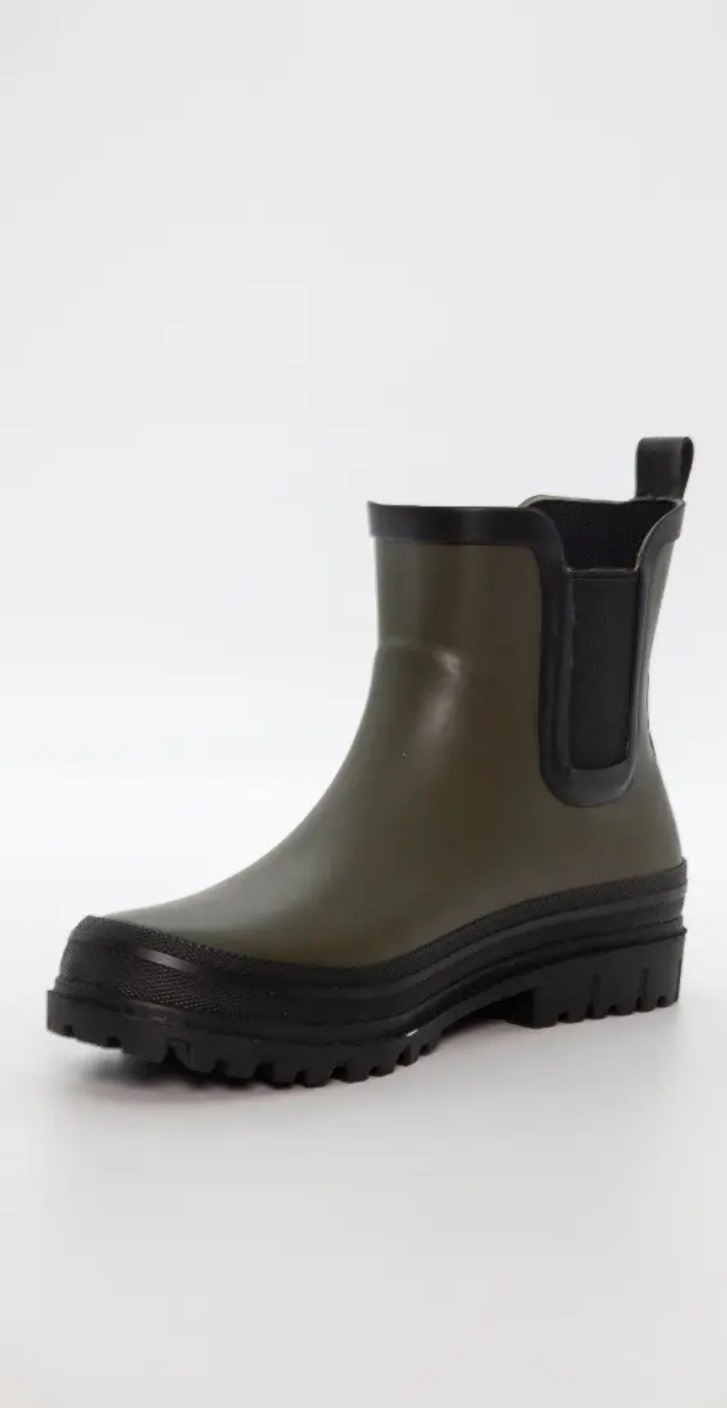 Gummistøvle med elastiske sidekile khaki Duffy