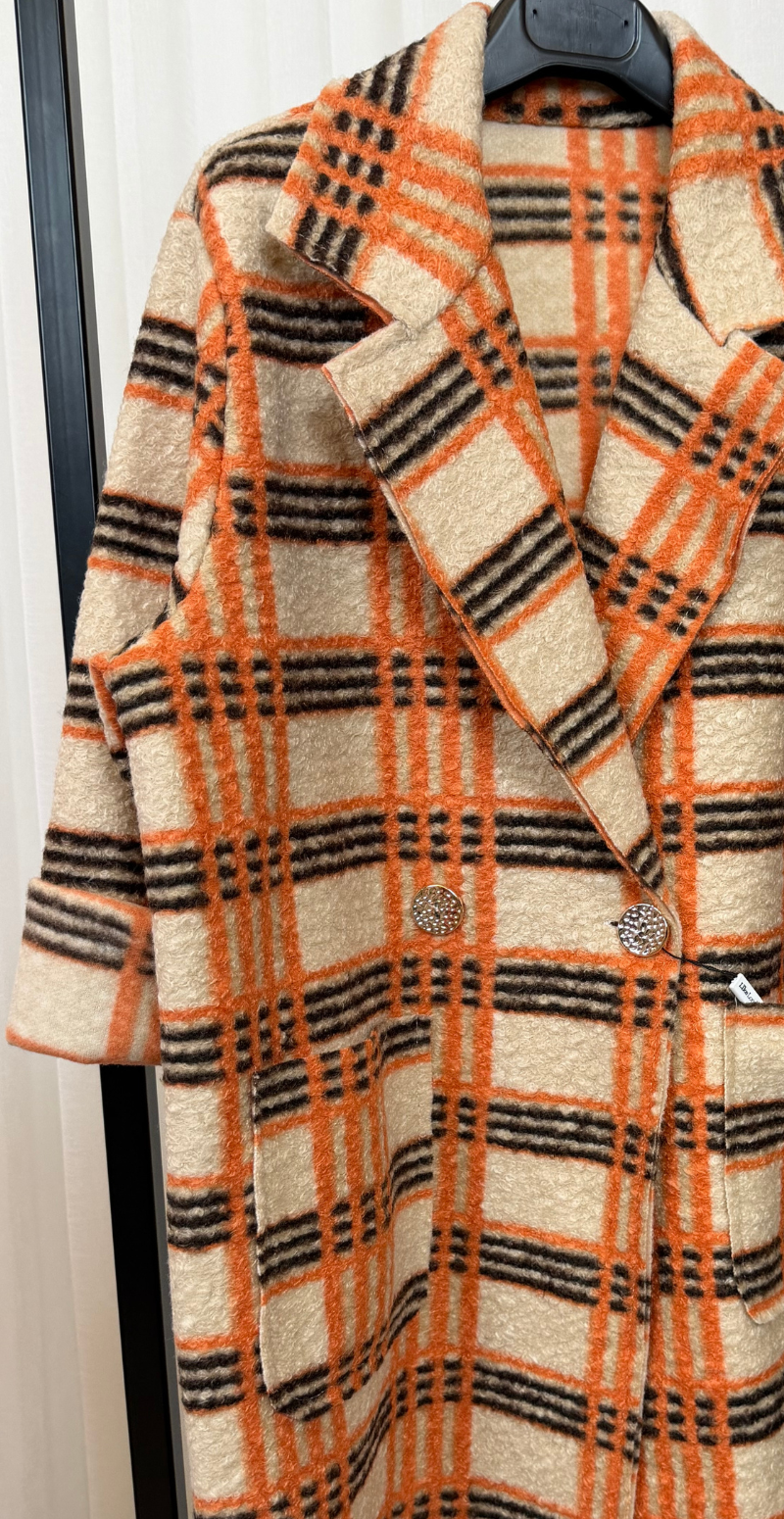 Edith ternet jakke med lommer og knapper orange LikeLondon