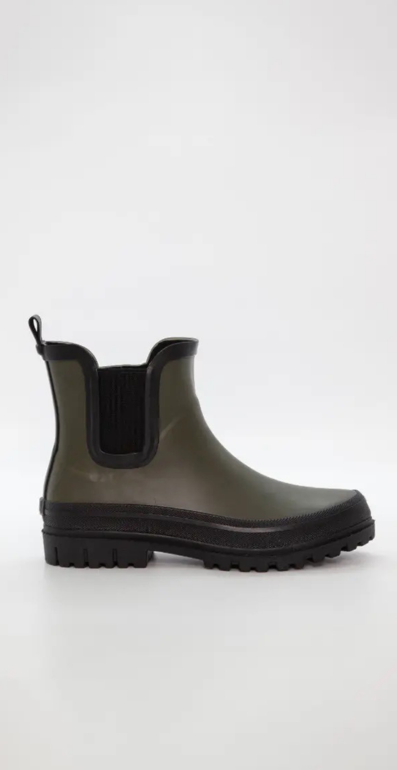 Gummistøvle med elastiske sidekile khaki Duffy