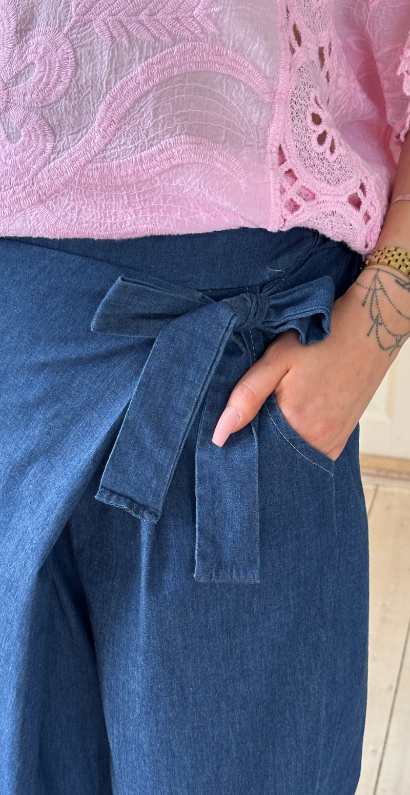 Polly denimbukser med slå-om effekt dark jeans LikeLondon