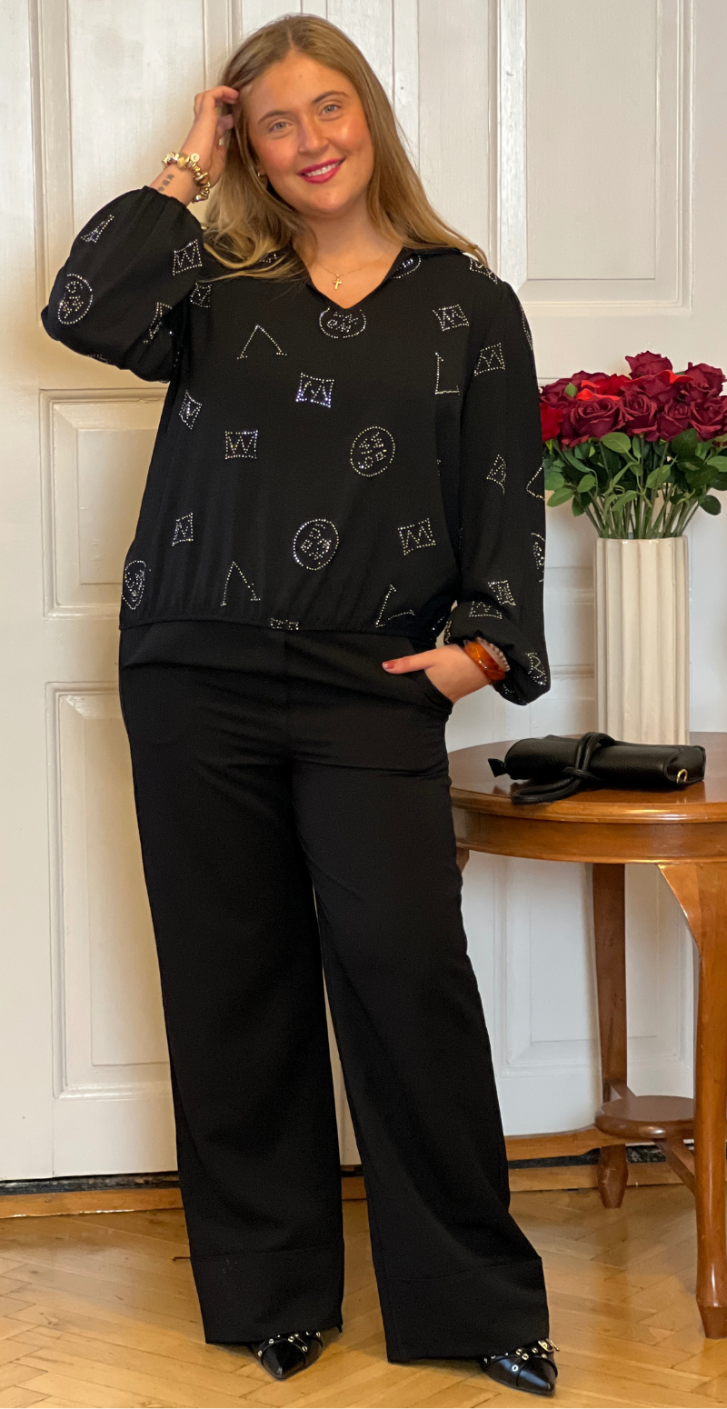 Allie bluse med similisten sort LikeLondon