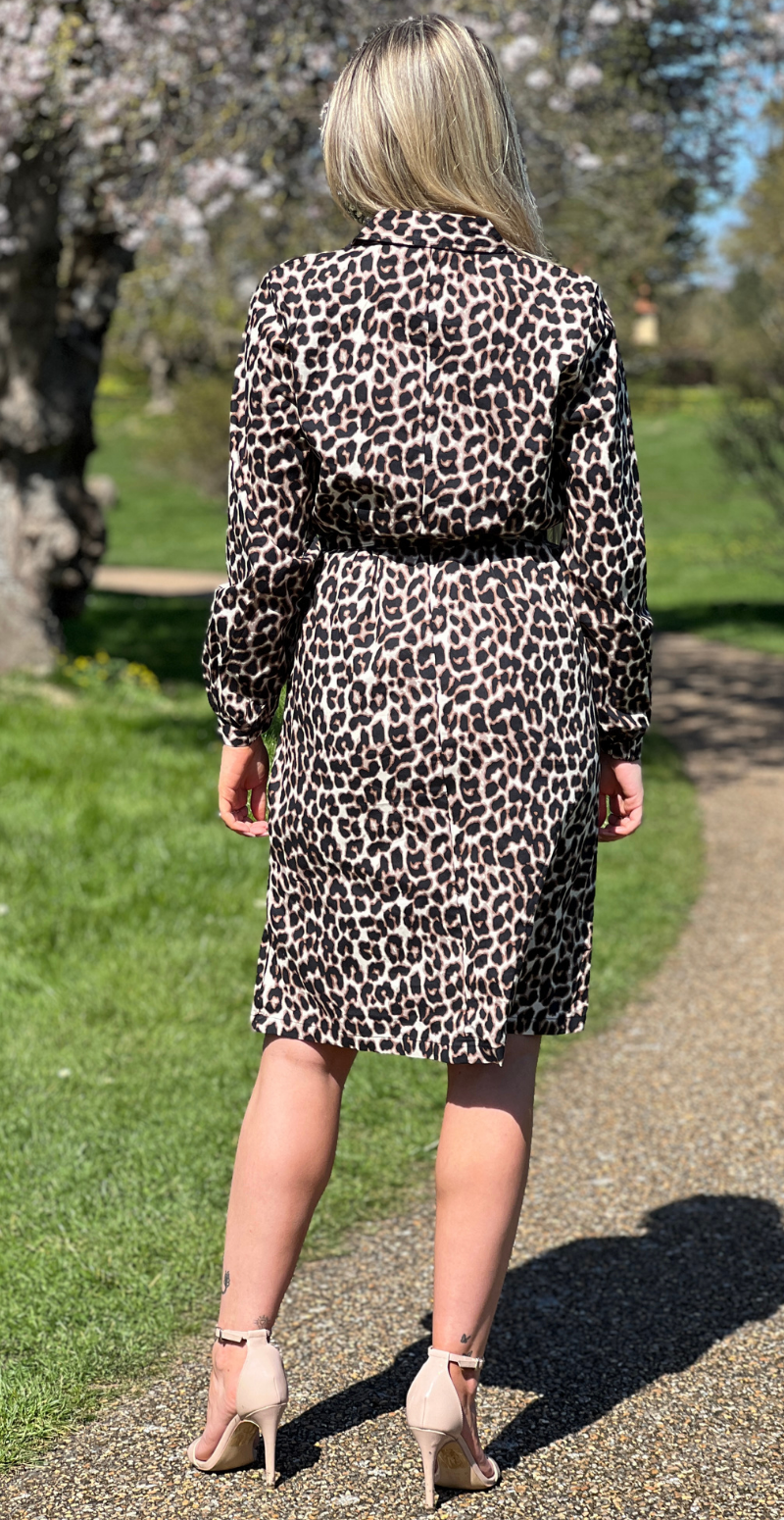 Henny kjole med bindebånd og leopardprint black mix B.young