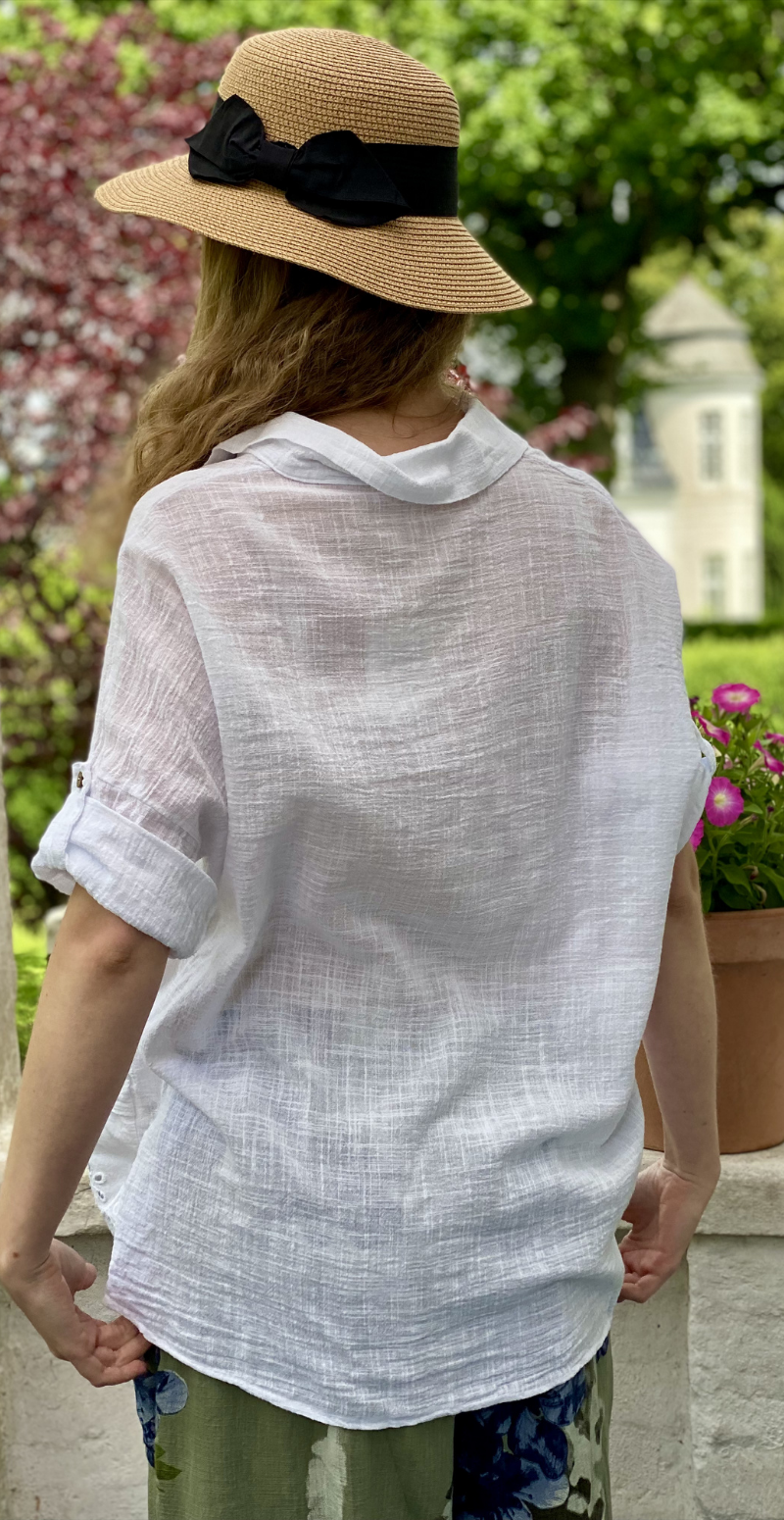Oda skjortebluse med broderi anglaise hvid LikeLondon