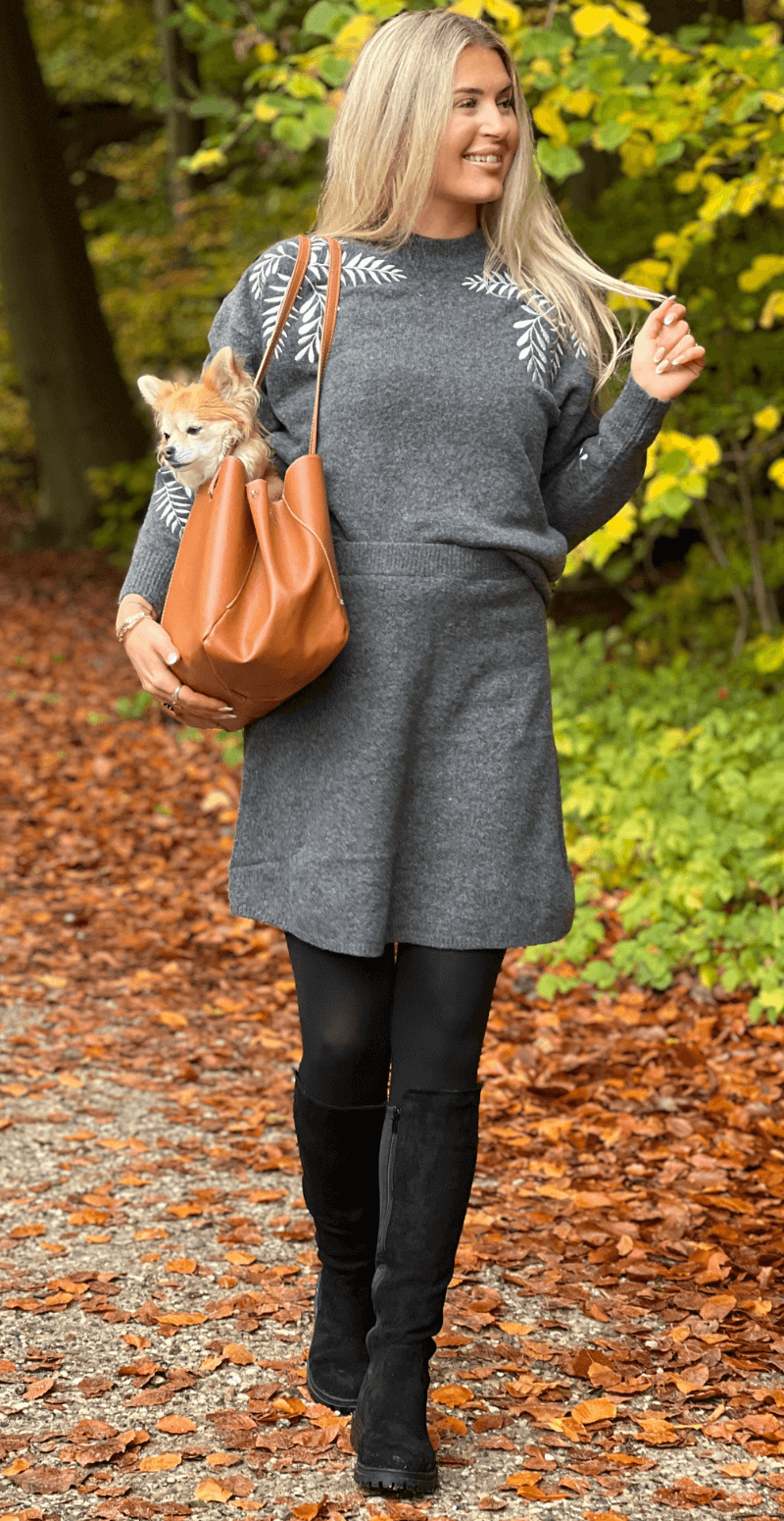 Magge strik dark grey melange