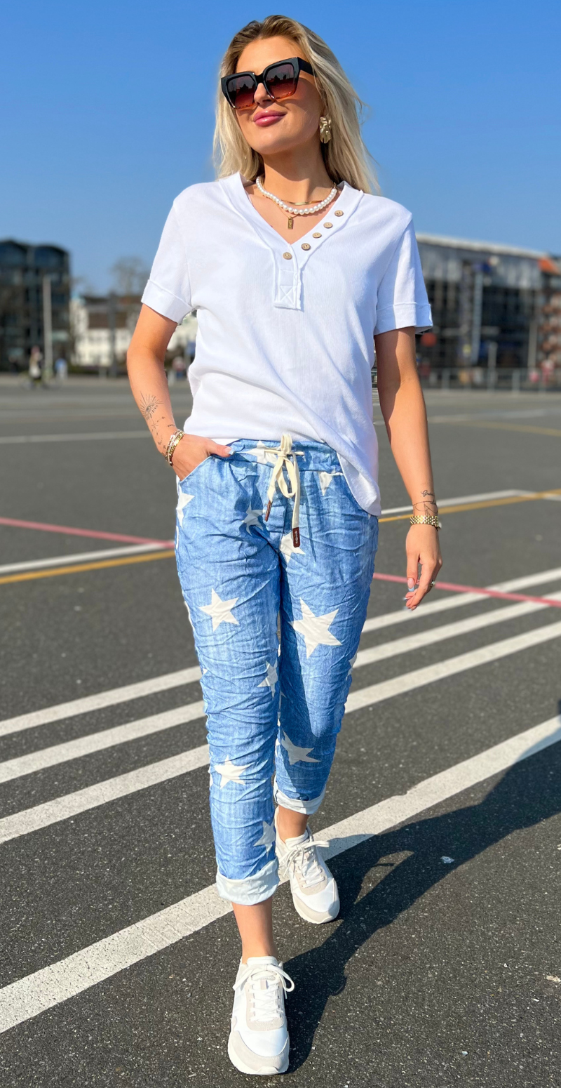 Wendy denimbukser med stjerner light denim LikeLondon