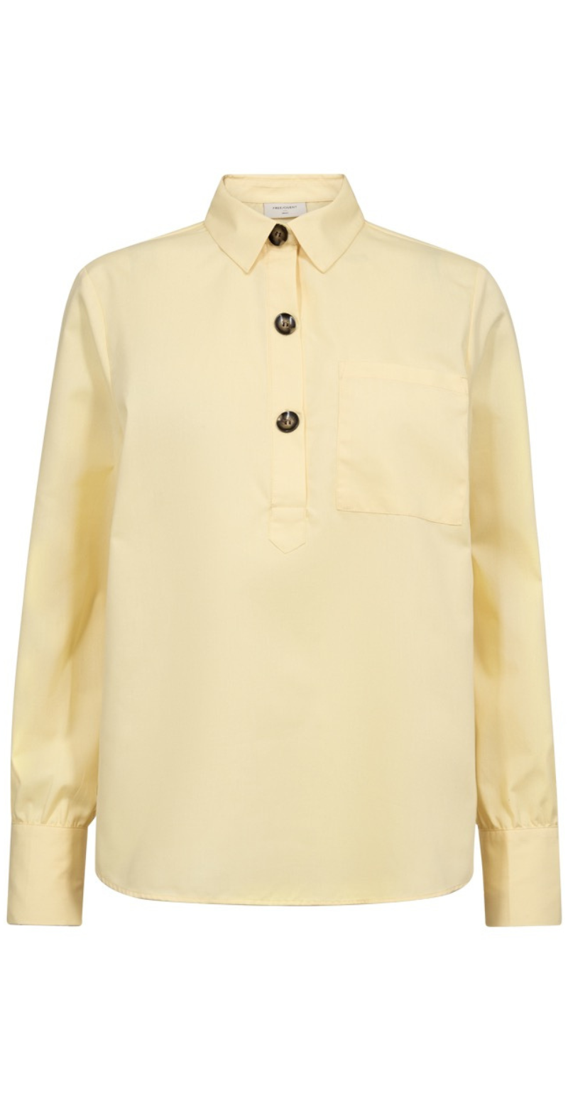 Flynn skjorte med stolpelukning golden haze Freequent