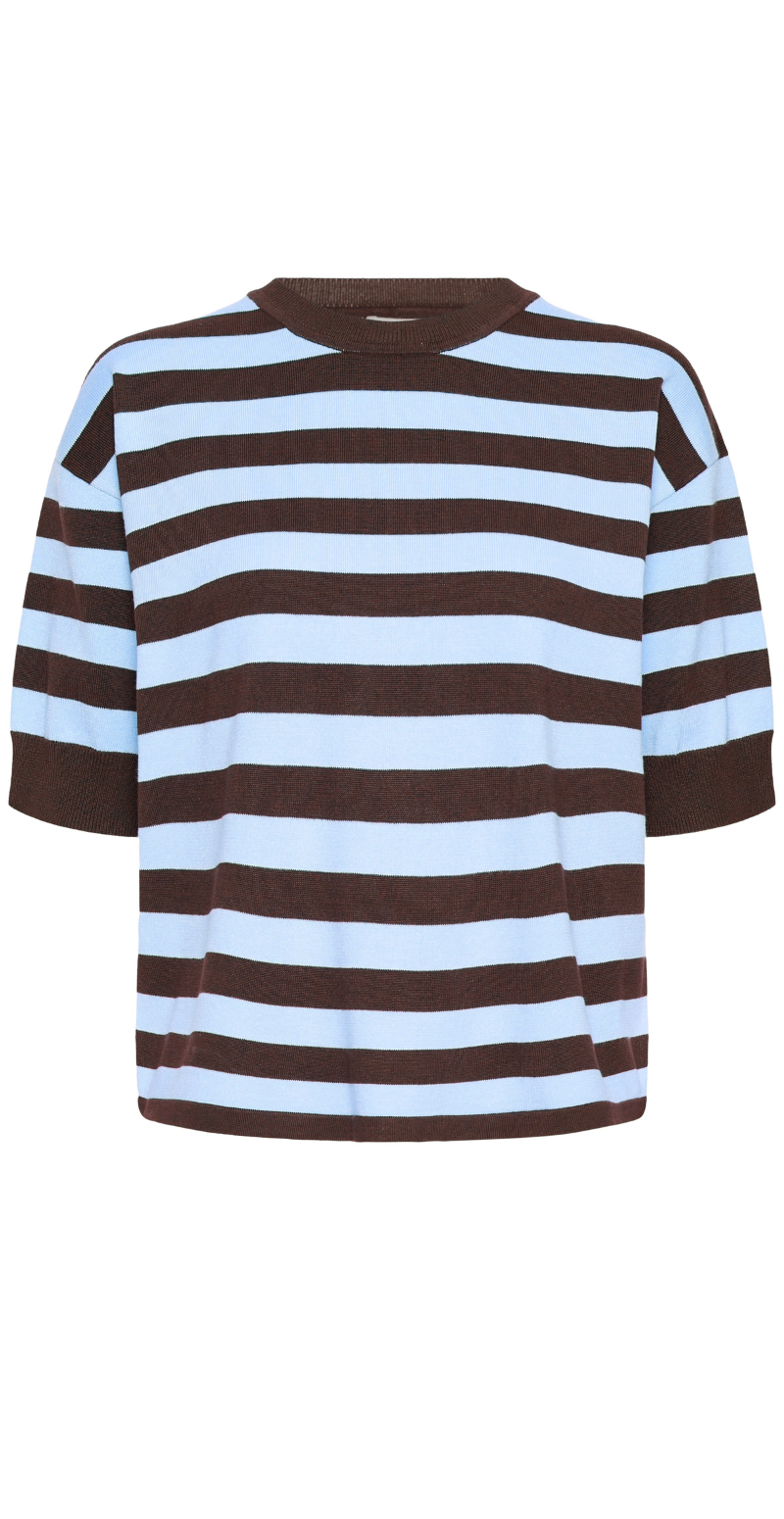 Morla strikbluse i t-shirt med striber java/blue B.young