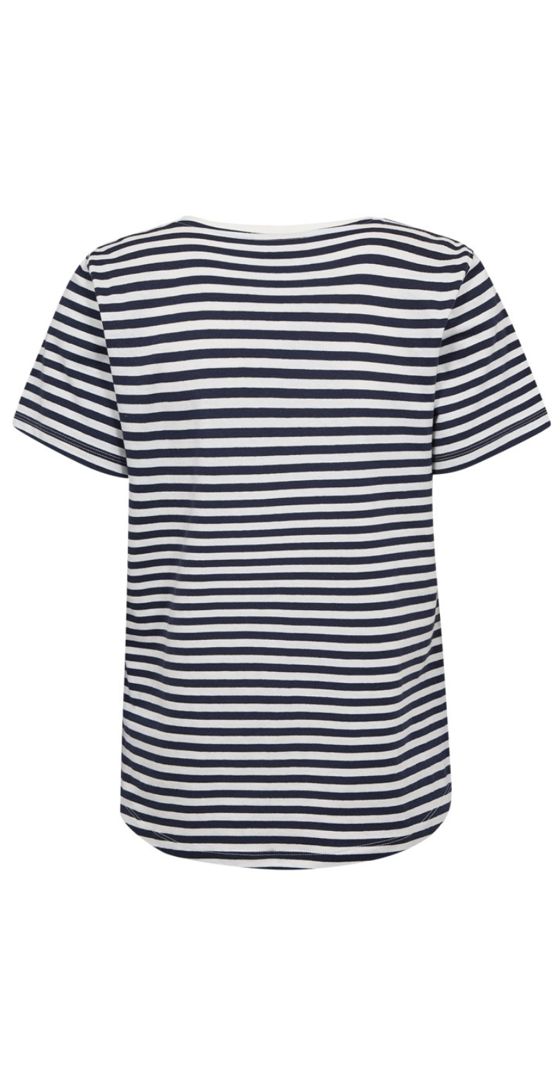 Mian bluse med striber star off-white w. navy blazer Freequent