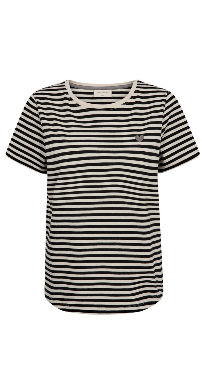 Mian bluse med striber moonbeam w. black Freequent