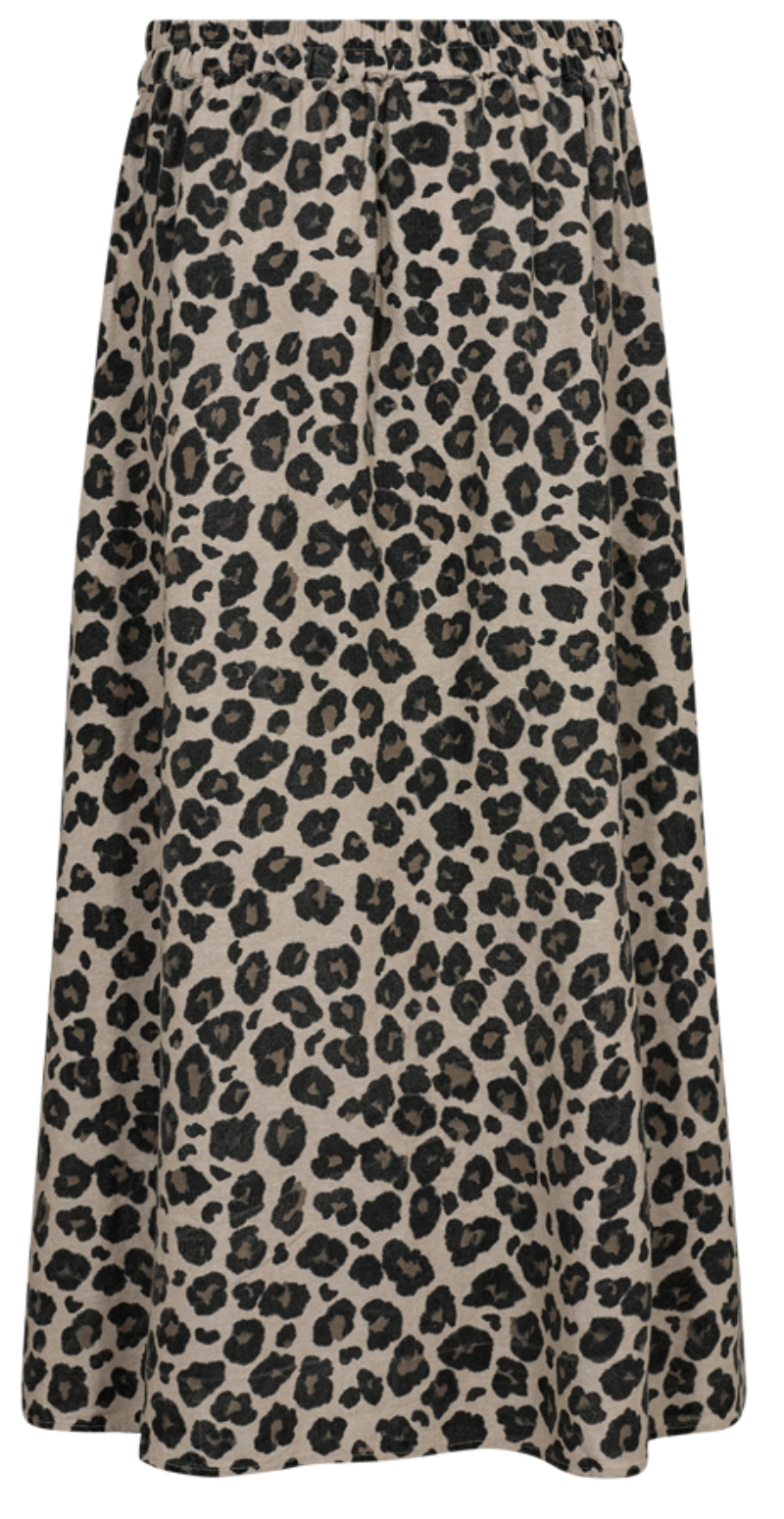Lavisco hørnederdel med leopardprint sand melange w. black
