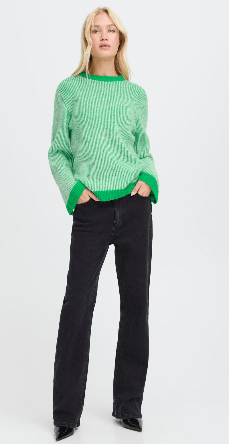 Minna jumper med striber leprechaun mix