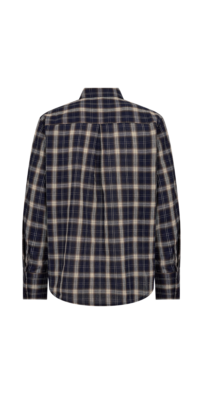 Nerissa skjorte med tern og lange ærmer navy blazer w. silver mink Freequent