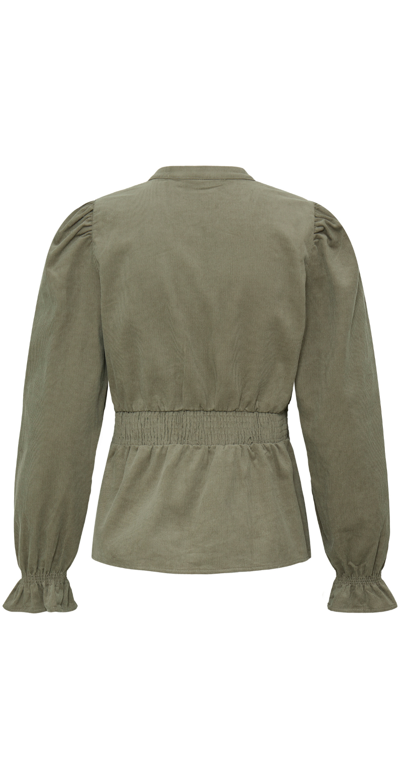 Denord gennemknappet fløjlsbluse vetiver