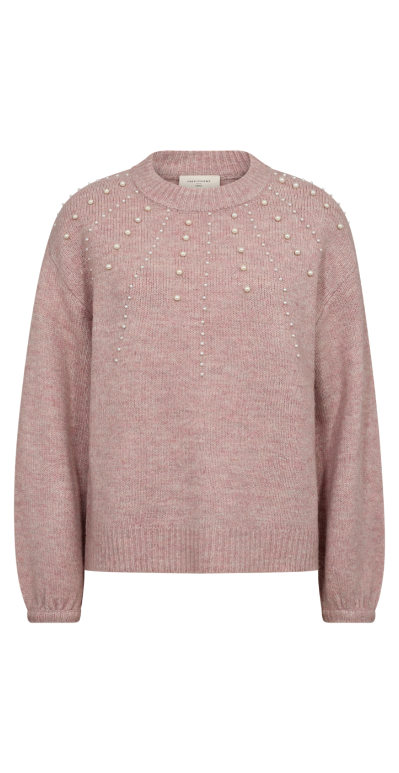 Pearl uld-pullover med perler gammelrosa