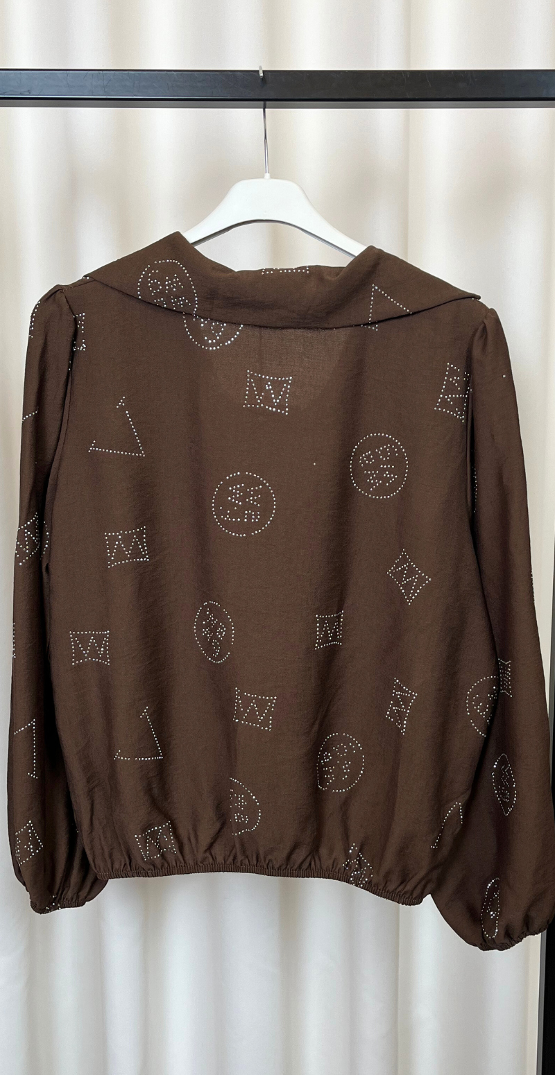 Allie bluse med similisten brun LikeLondon