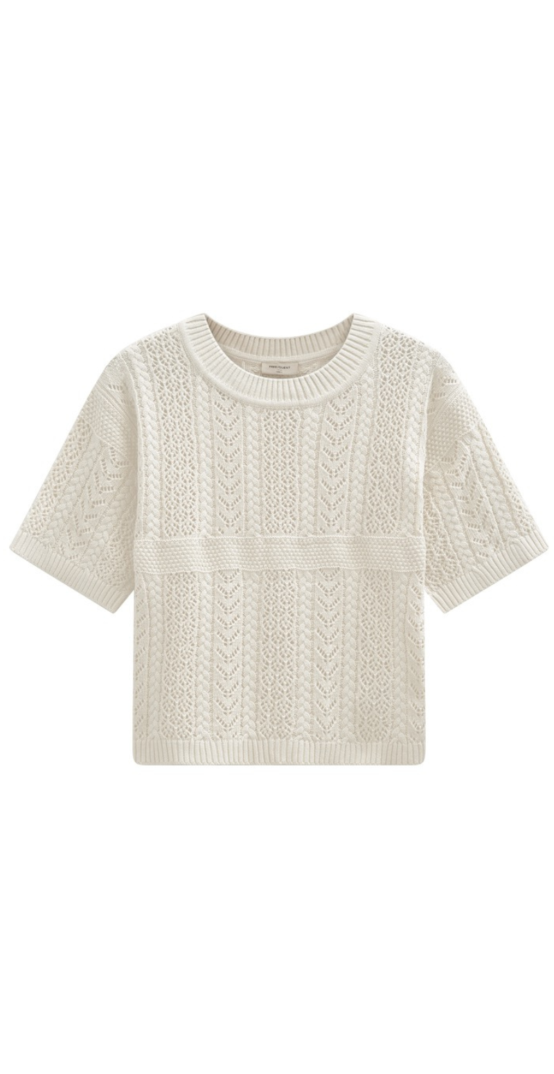 Arwen pullover med hulmønster moonbeam Freequent