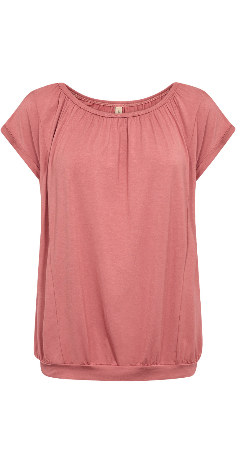 Sophia bluse med rund hals blush