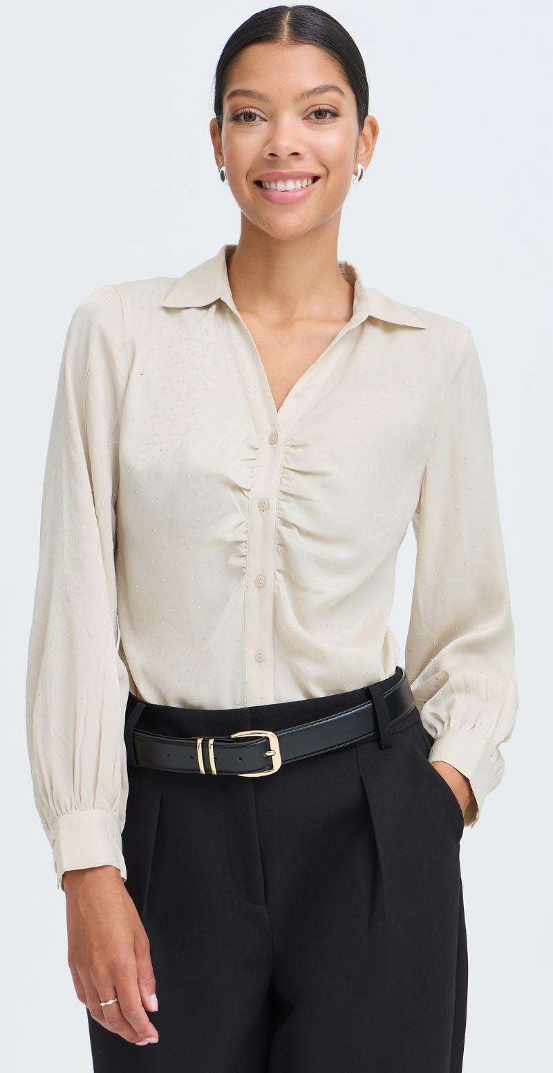 Halle bluse med similisten oatmeal B.young