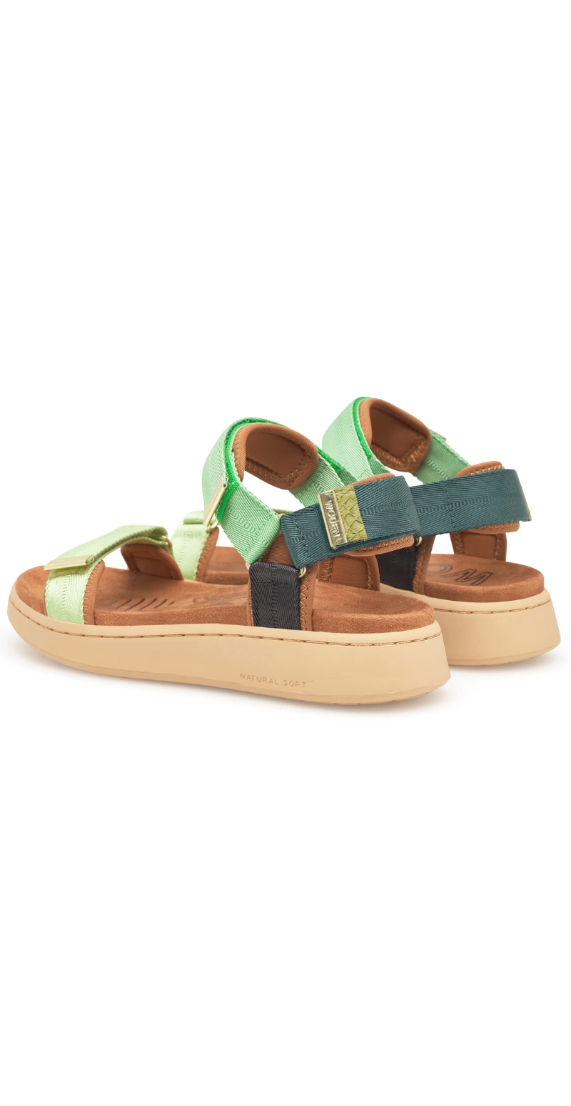 Sandal med velcro apple green multi Woden