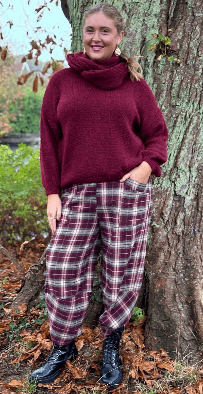 Vista ternet bukser med lommer bordeaux LikeLondon