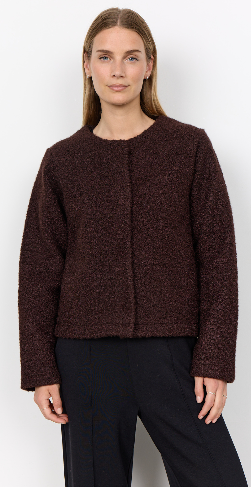 Grith jakke i teddy-look brun LikeLondon