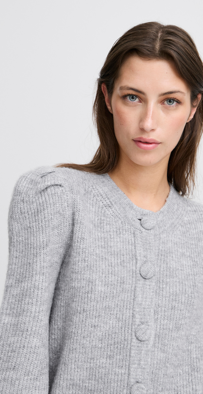 Muna strik cardigan mid. grey melange