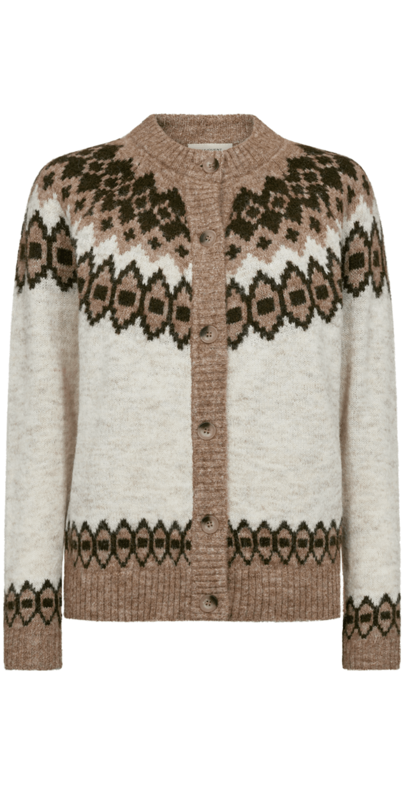 Novala cardigan med mønster moonbeam w. kombu green melange