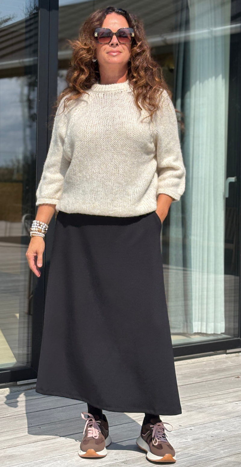 Julia nederdel med lommer sort