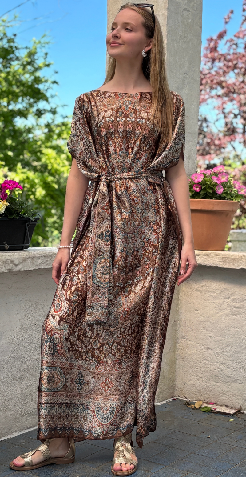 Forudbestil uge 23 Lang sarong med paisley mønster brun LikeLondon